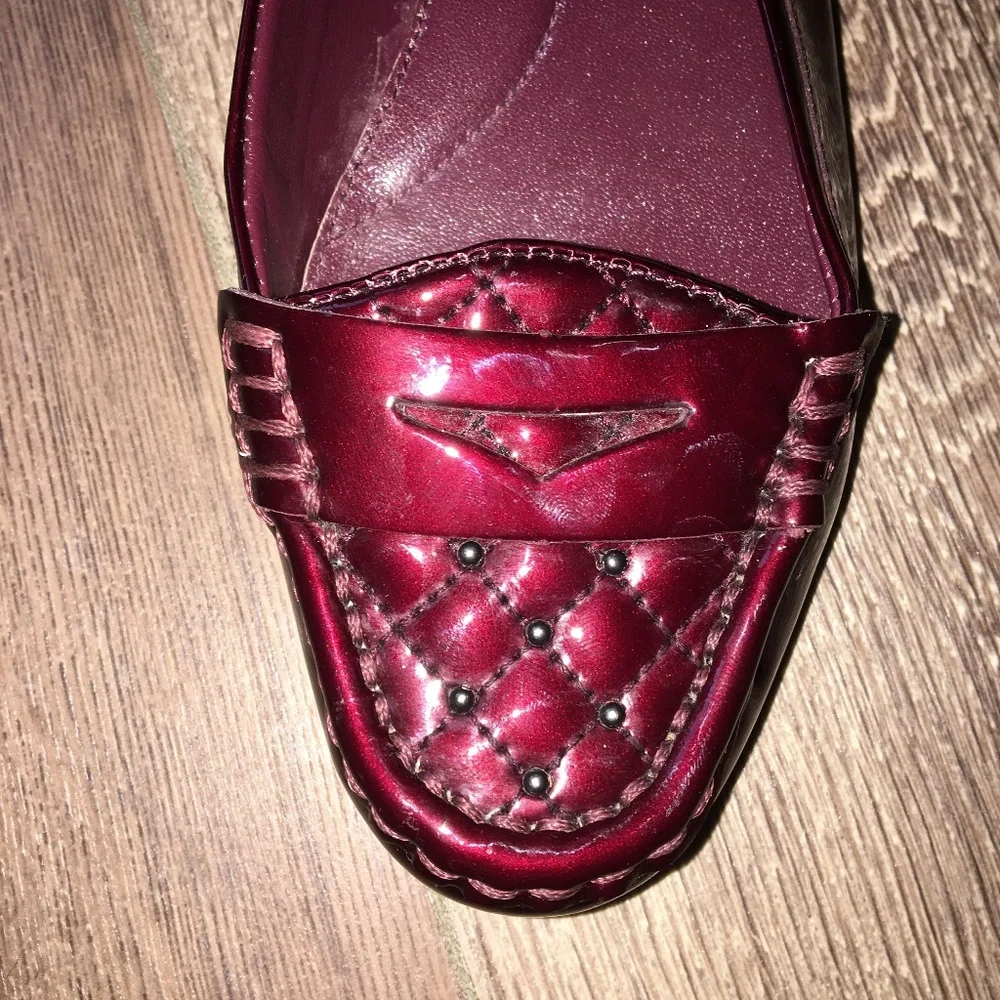 Johnston & Murphy Metallic Burgundy Quilted Leather Loafers